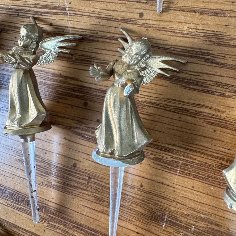Set of 23 Vintage Gold Tone Angel Christmas Pick‎ Ornaments 1.5 inch